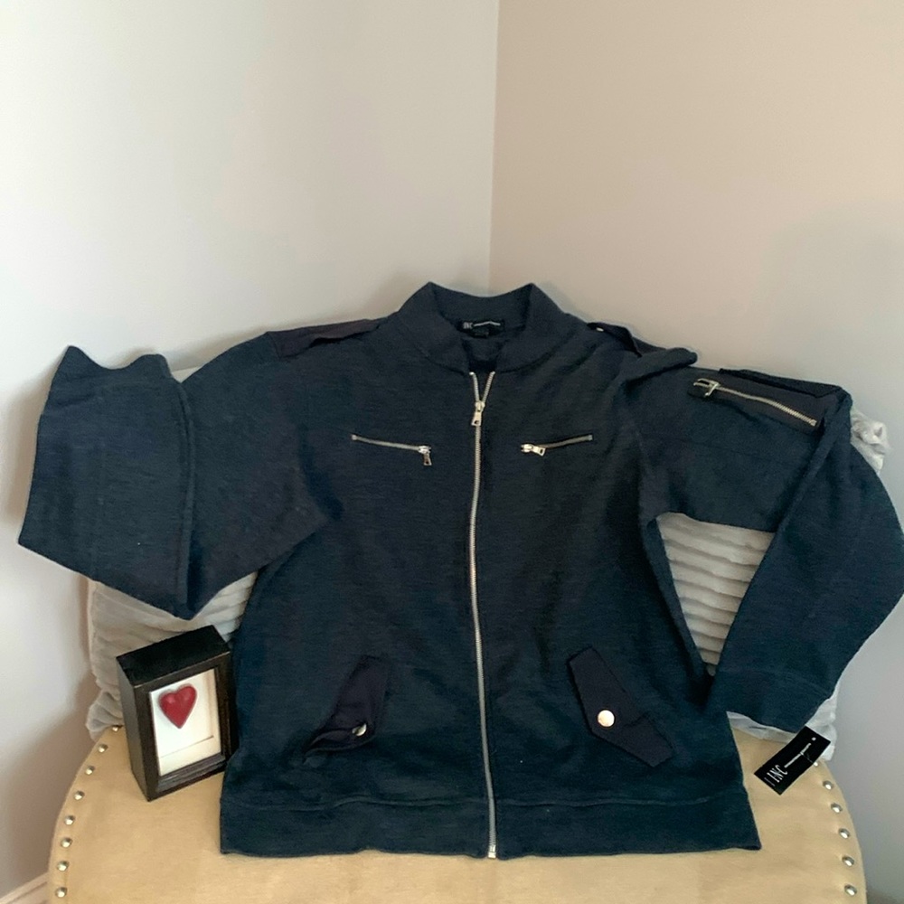 INC INTERNATIONAL CONCEPTS ZIP UP BOMBER STYLE SWEATER